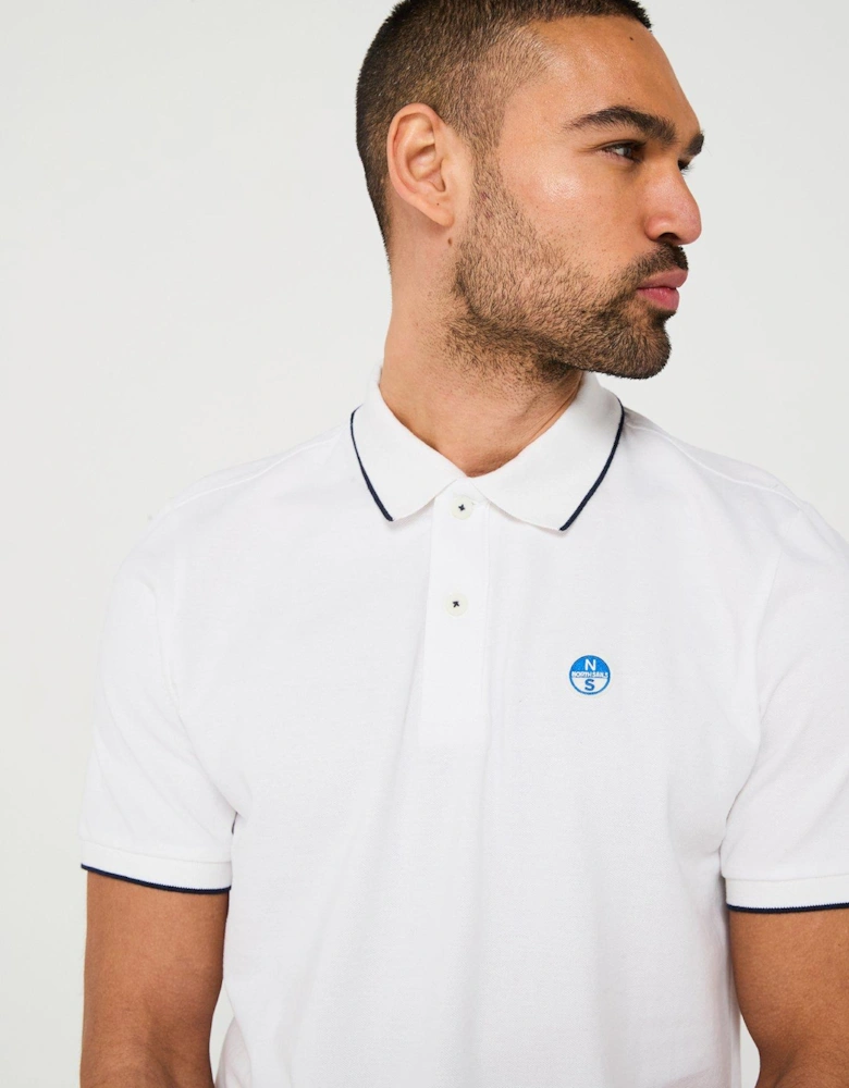 Piping Trim Logo Polo Shirt - White