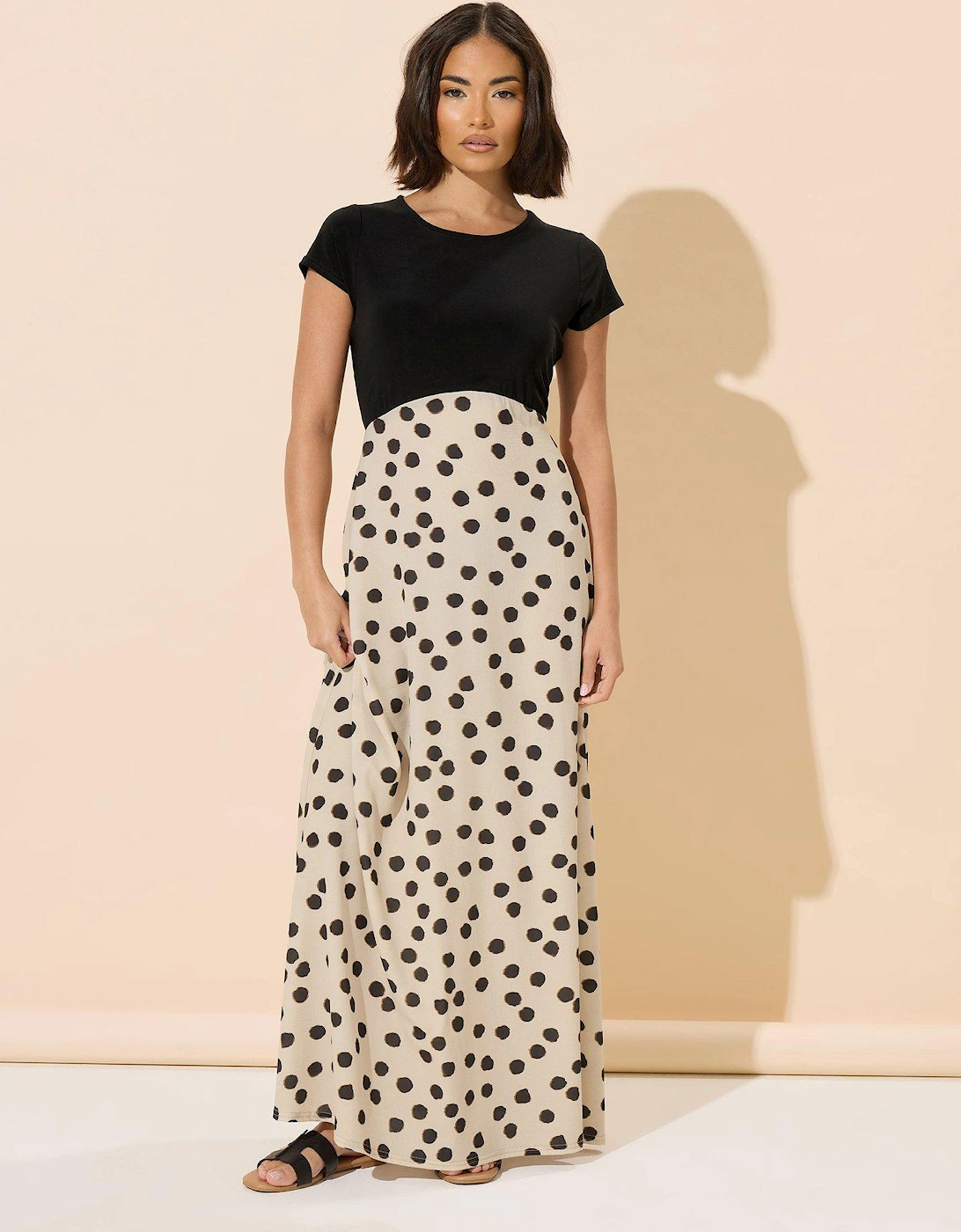 Petite Spot Mix Maxi Dress - Black, 2 of 1