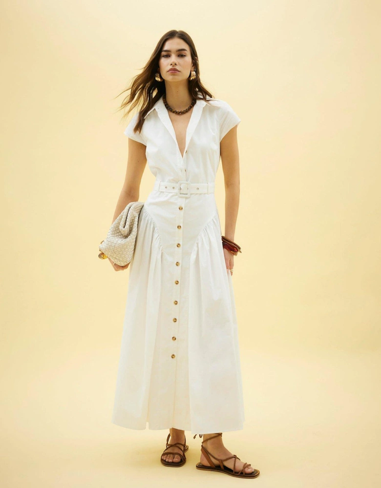 Collar Midi Dress - White