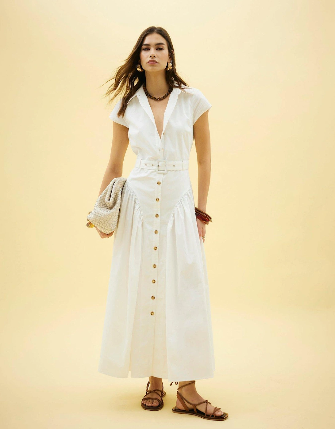 Collar Midi Dress - White, 2 of 1