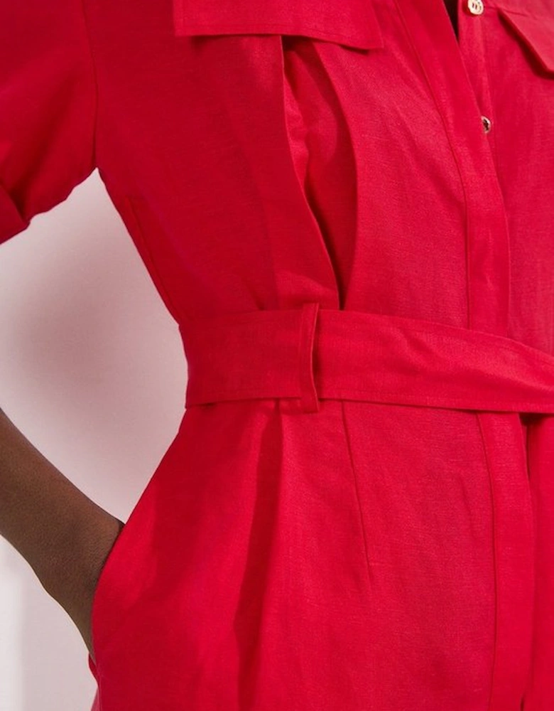 Viscose Linen Woven Belted Playsuit