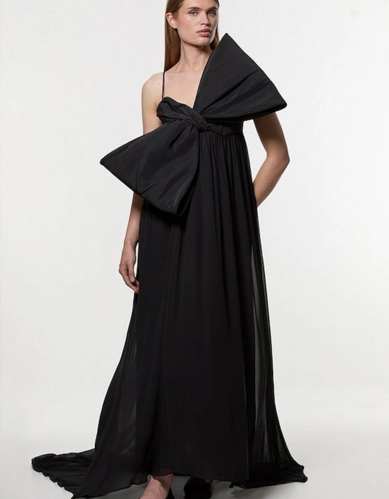 Tall Taffeta Bow Detail Woven Maxi Dress