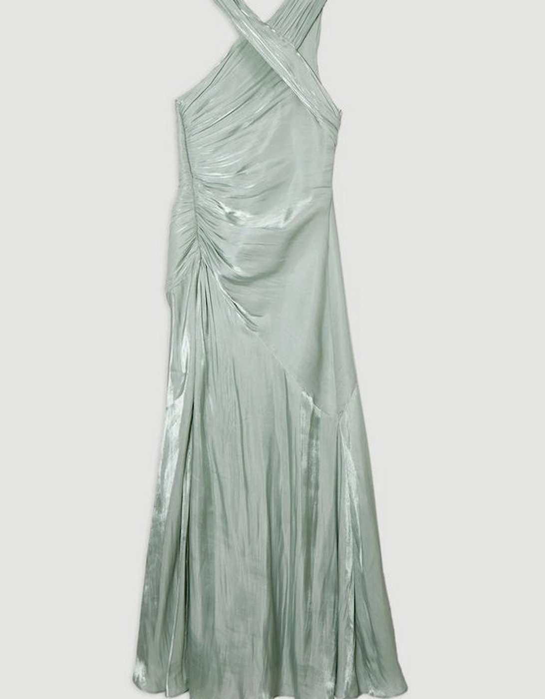 Digital Ophelia Liquid Metallic Split Woven Maxi Dress