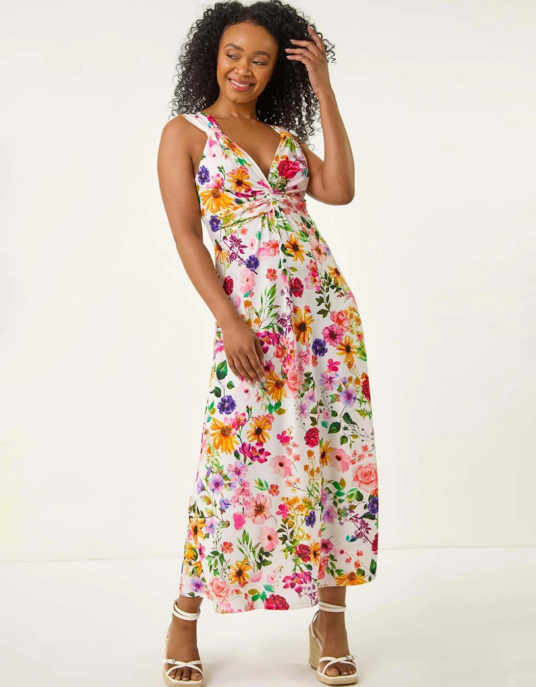 Petite Floral Twist Midi Dress - White, 2 of 1