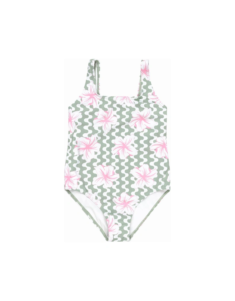 Girls Party Waves One Piece Swimsuit - Green