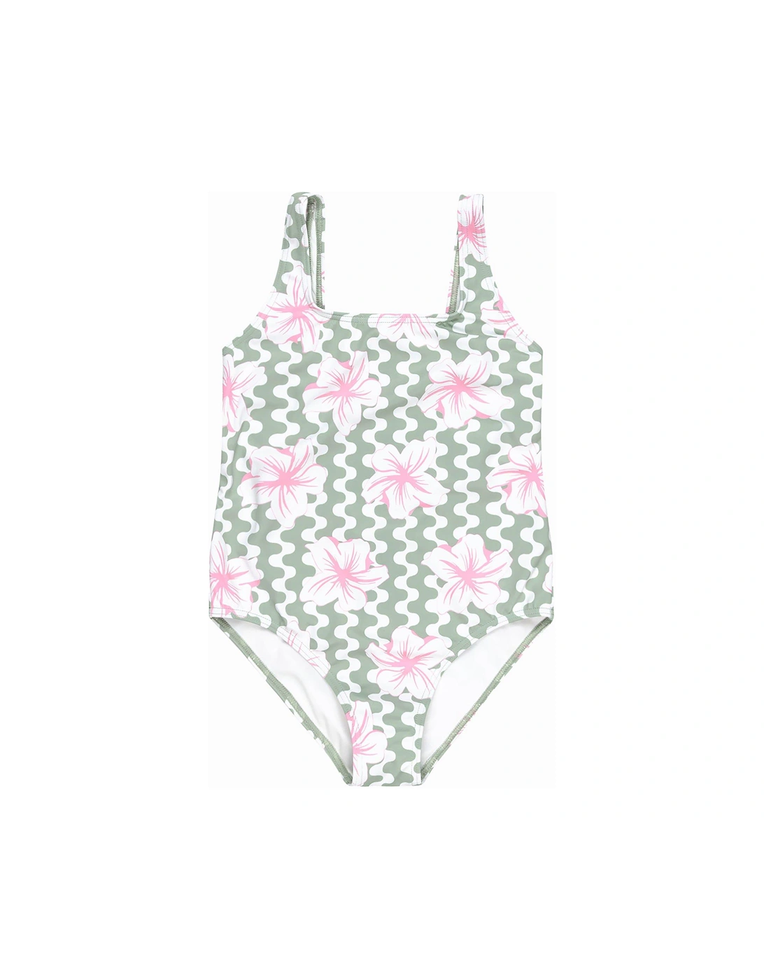 Girls Party Waves One Piece Swimsuit - Green, 2 of 1