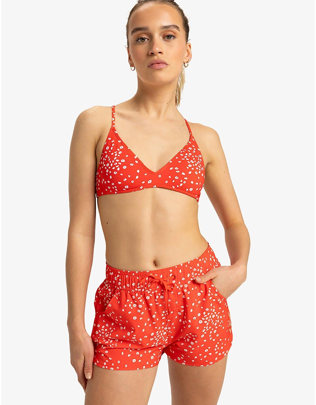 Womens Wave Printed 2 Inch Boardshorts - Red, 2 of 1