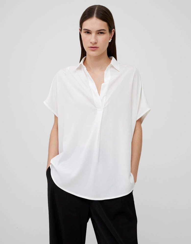 Crepe Oversized Short Sleeve Pullover Shirt