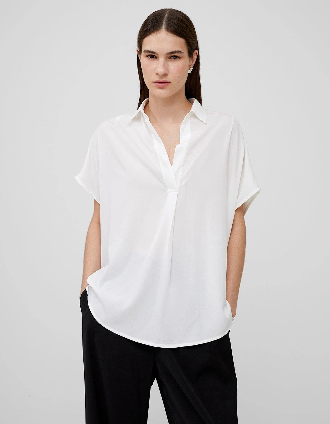 Crepe Oversized Short Sleeve Pullover Shirt, 2 of 1