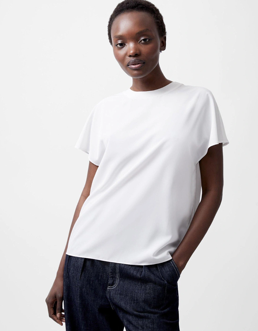 Crew Neck Short Sleeve Crepe T-shirt, 2 of 1