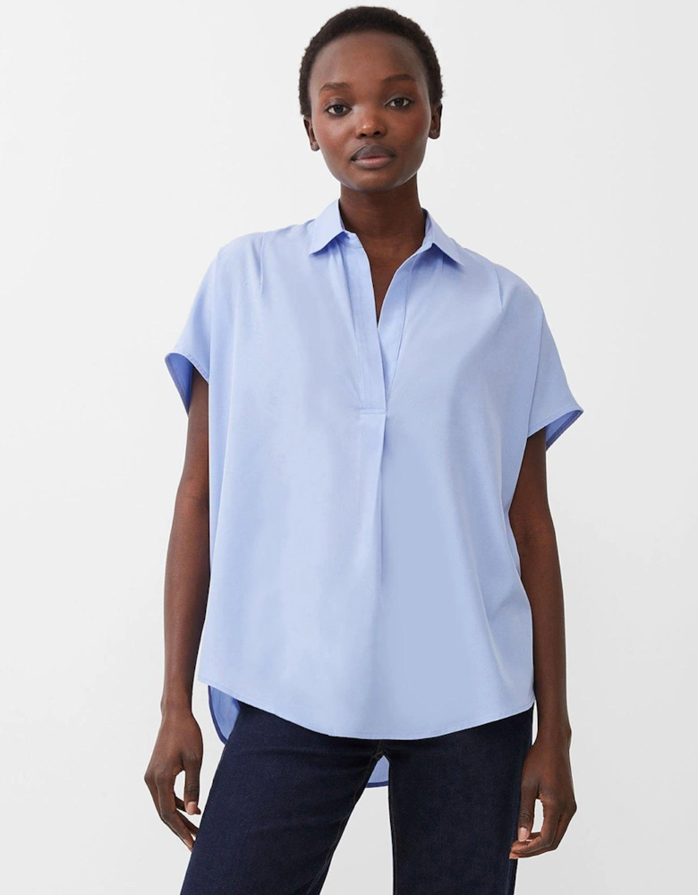 Crepe Oversized Short Sleeve Pullover Shirt