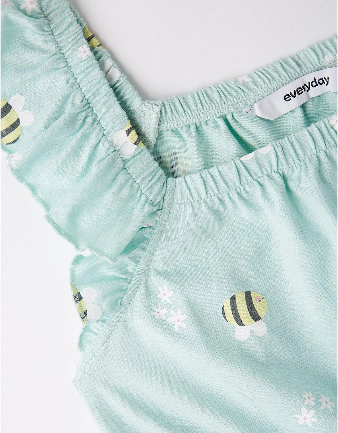 Girls 2 Pack Bumblebee Print Jersey Playsuit