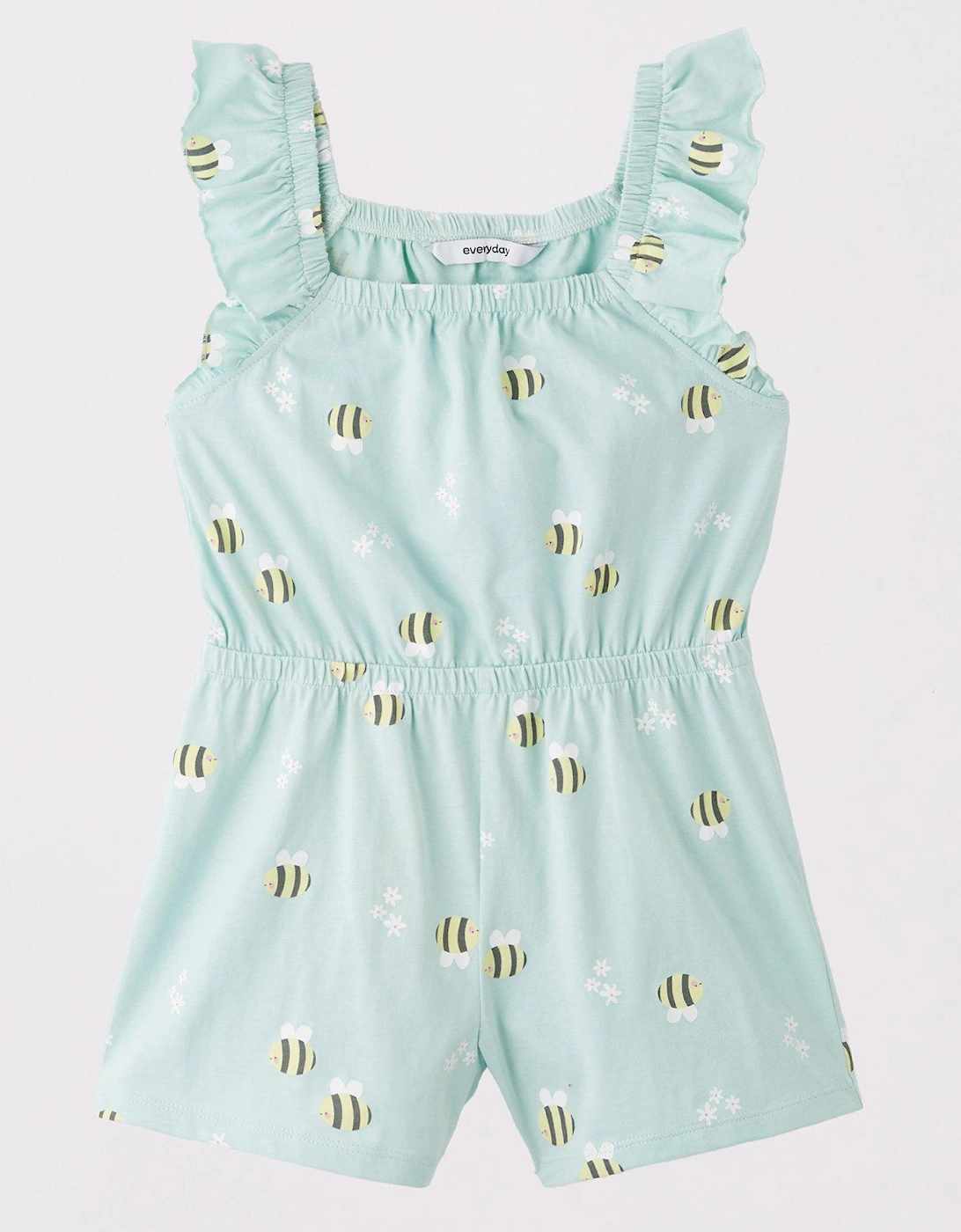 Girls 2 Pack Bumblebee Print Jersey Playsuit