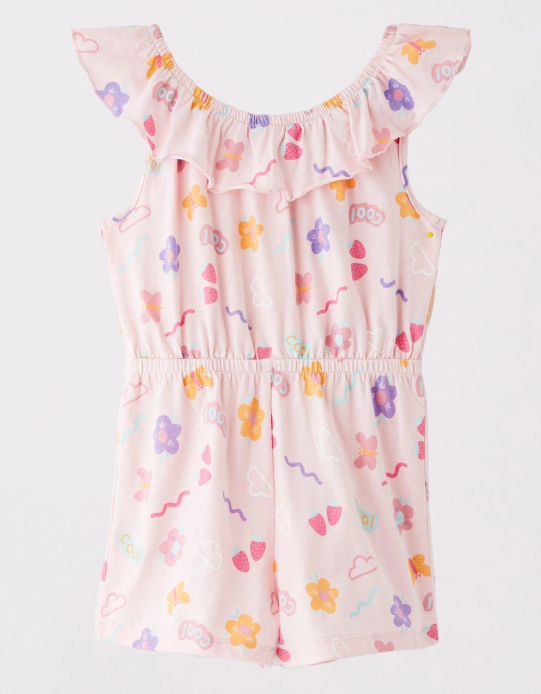 Girls 2 Pack Butterfly And Floral Printed Playsuits