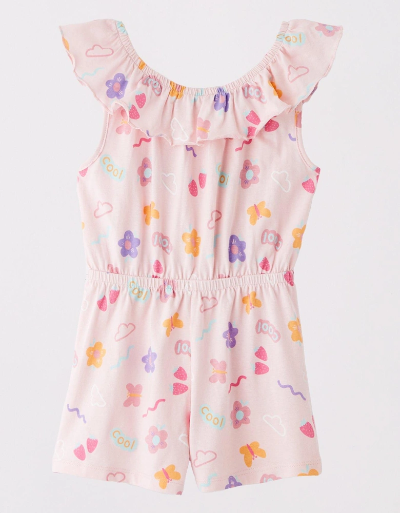 Girls 2 Pack Butterfly And Floral Printed Playsuits