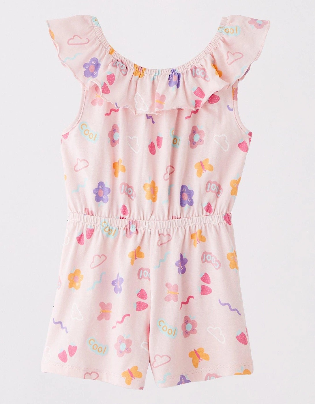 Girls 2 Pack Butterfly And Floral Printed Playsuits