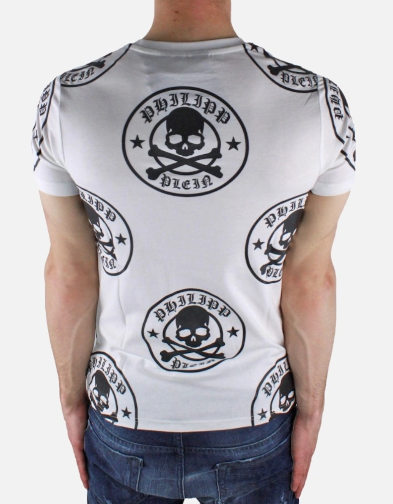 Plum Multi Logo Design White T-Shirt