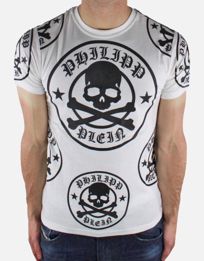 Plum Multi Logo Design White T-Shirt