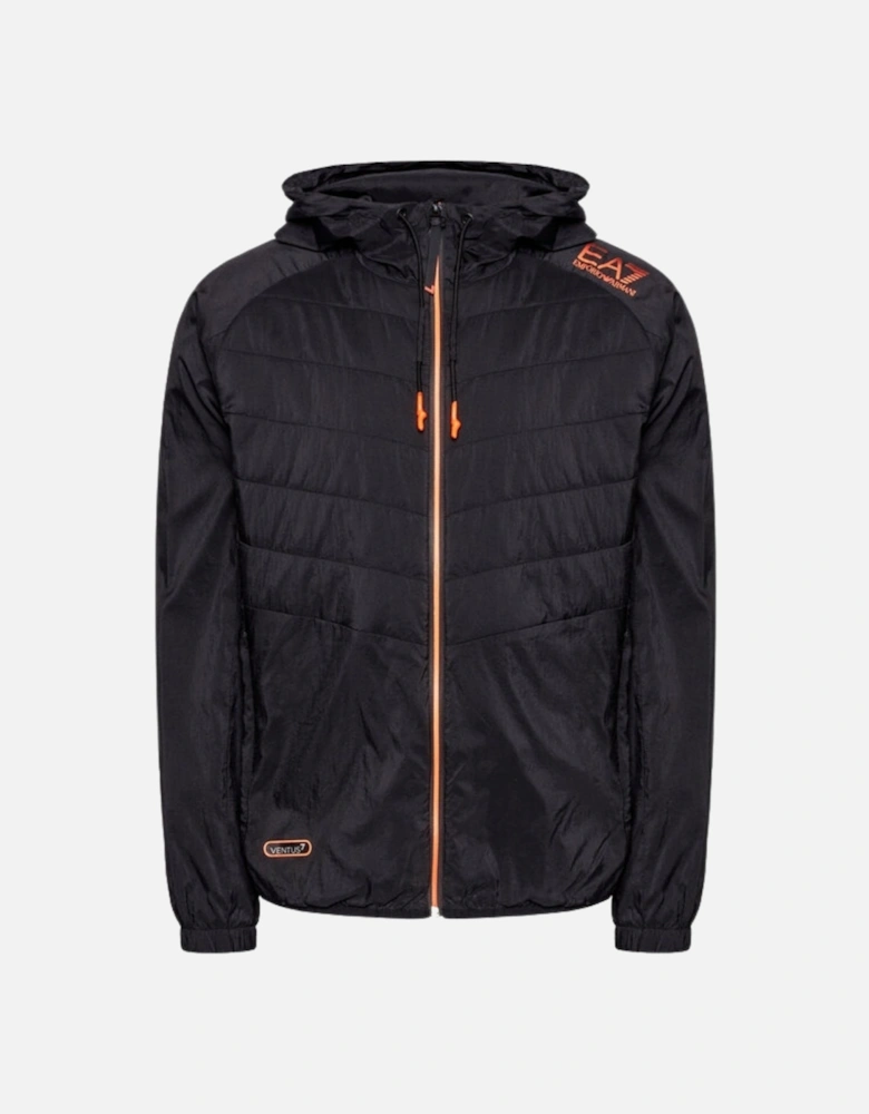 Lightweight Hooded Black Bomber Jacket