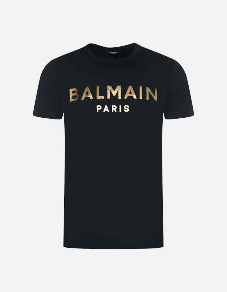 Paris Logo In Gold Black T-Shirt