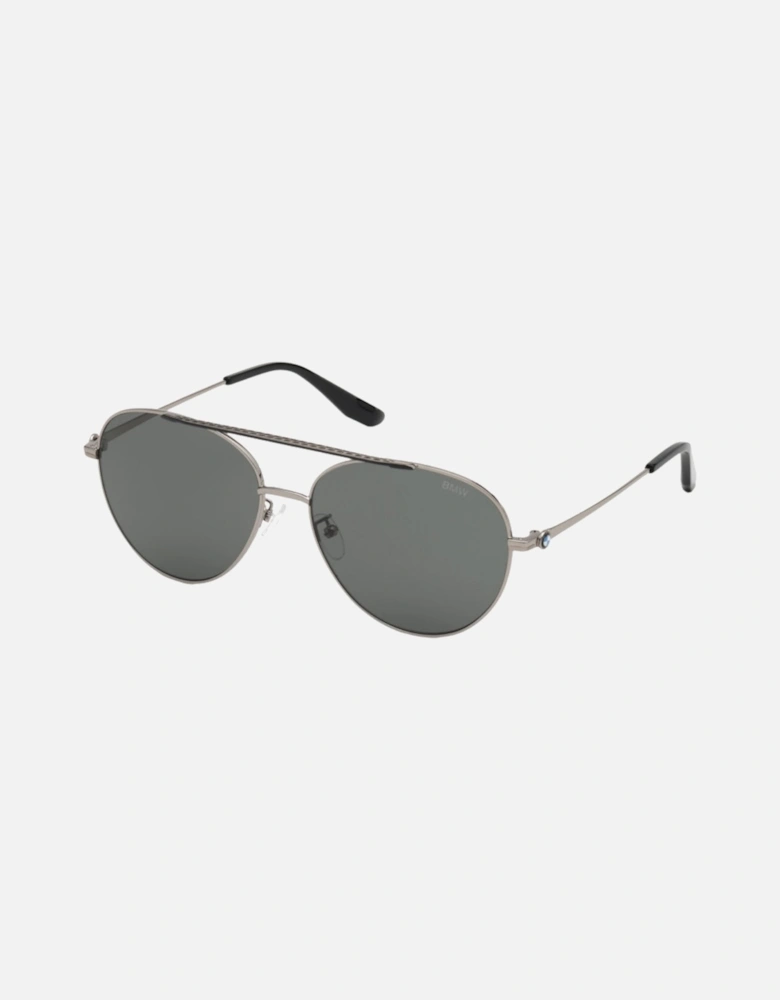 Shiny Light Ruthenium Framed Smoke Polarized Lens Sunglasses