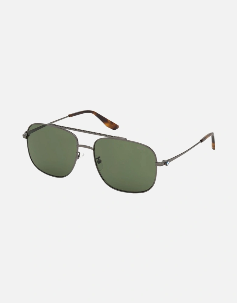 Shiny Gunmetal Framed Green Lensed Sunglasses