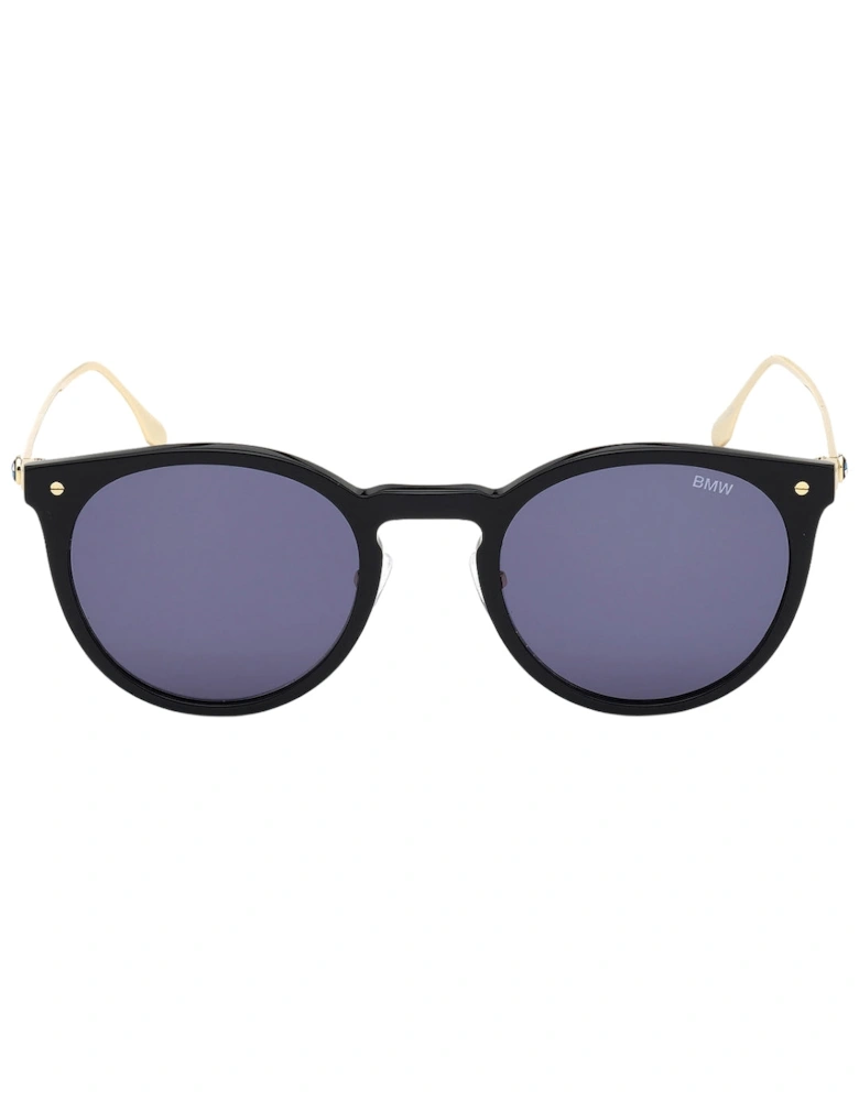 Shiny Black Framed Blue Lens Sunglasses