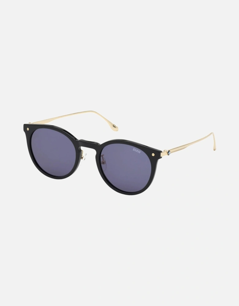Shiny Black Framed Blue Lens Sunglasses