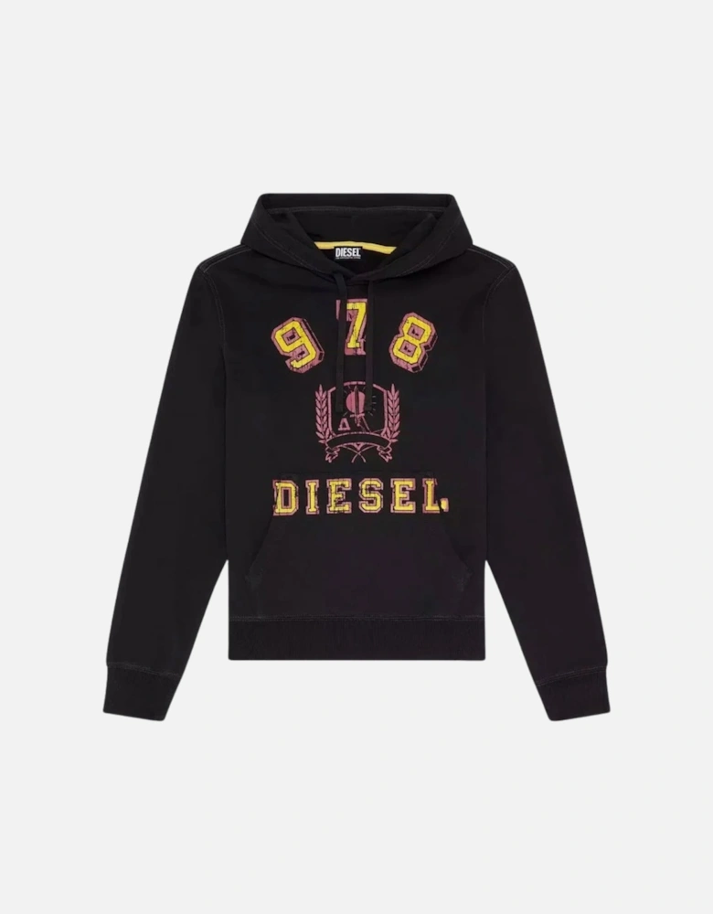 978 Motif On Chest Black Hoodie
