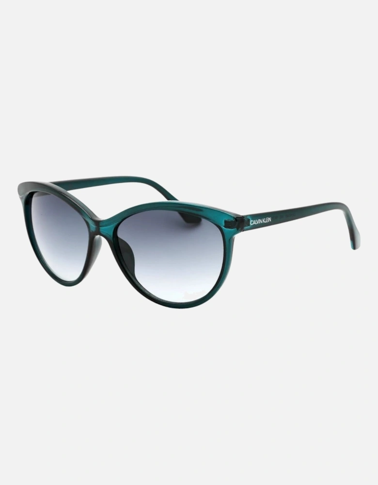 Crystal Teal Framed Grey Gradient Lensed Sunglasses