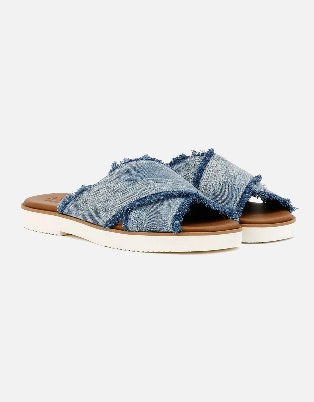 Mae Crossover Denim Women's Fray Dark Sky Sandals, 9 of 8