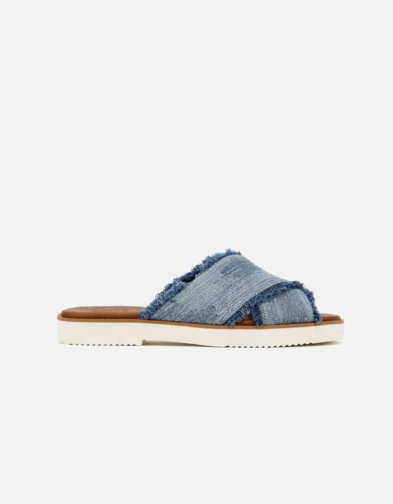 Mae Crossover Denim Women's Fray Dark Sky Sandals