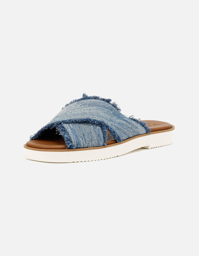 Mae Crossover Denim Women's Fray Dark Sky Sandals