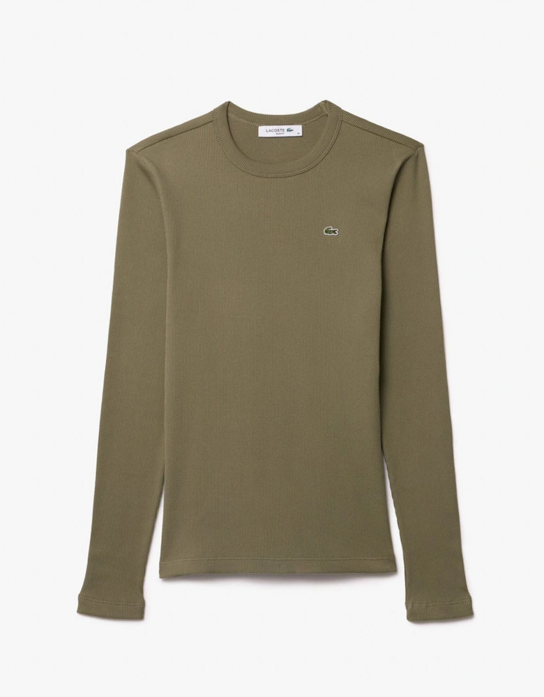 Slim Fit Ribbed Cotton T-Shirt