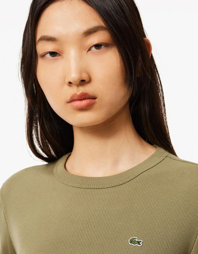 Slim Fit Ribbed Cotton T-Shirt