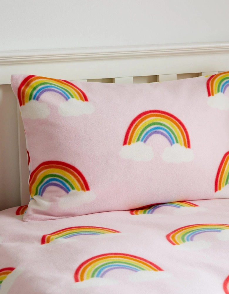 Rainbow Hearts Soft Cosy Fleece Pink Duvet Set - Tb