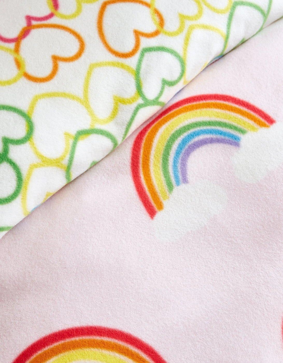 Rainbow Hearts Soft Cosy Fleece Pink Duvet Set - Tb