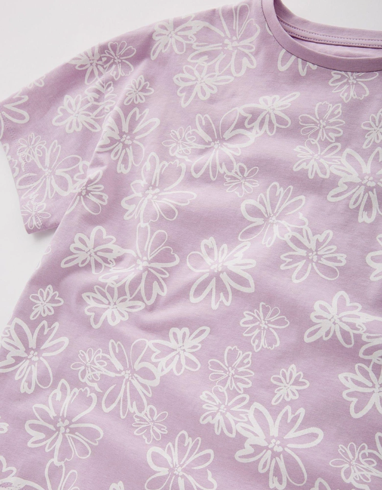 Girls Floral Shortie Pyjama Set - Lilac
