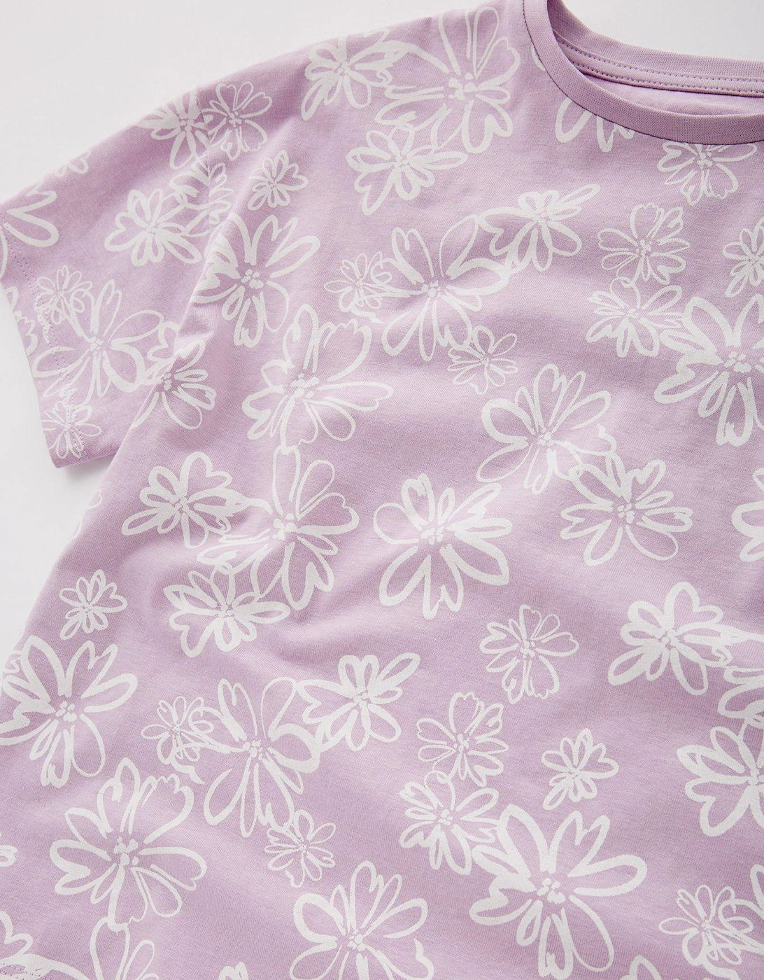 Girls Floral Shortie Pyjama Set - Lilac