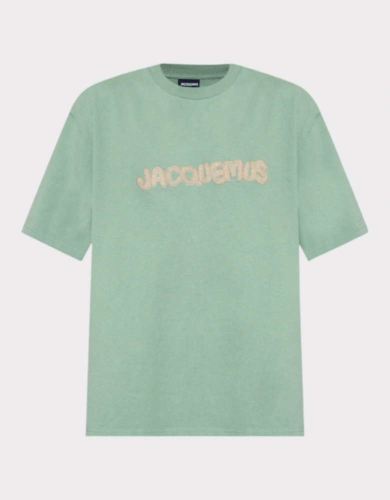 Le T-Shirt Raphia Print Macrame Logo Green