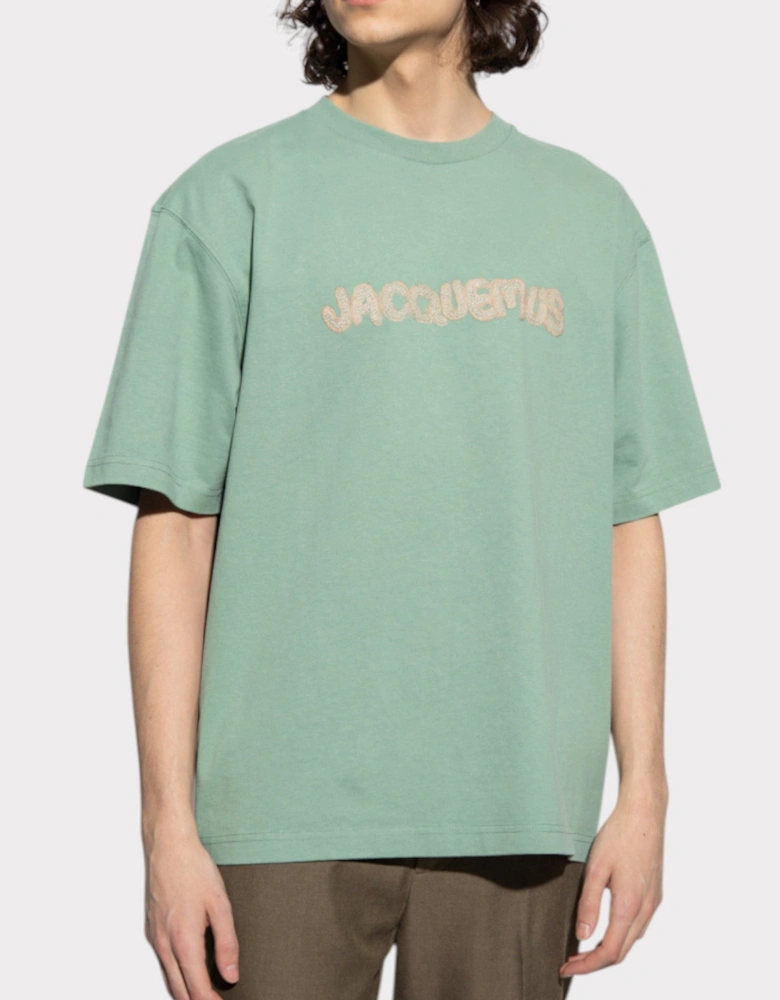 Le T-Shirt Raphia Print Macrame Logo Green
