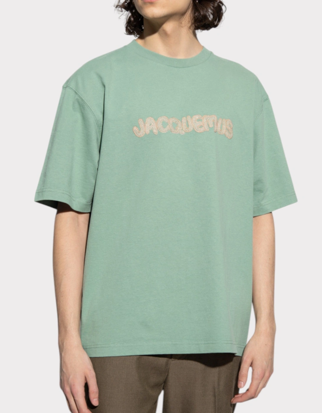 Le T-Shirt Raphia Print Macrame Logo Green