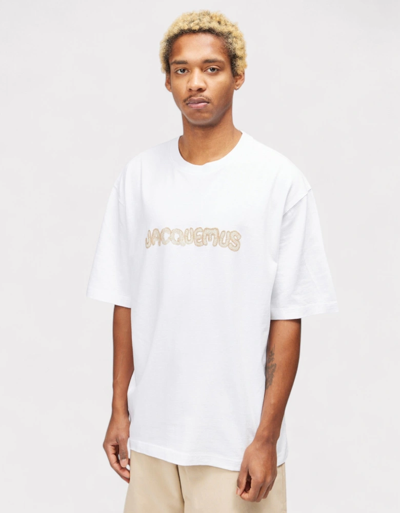 Le T-Shirt Raphia Print Macrame Logo White