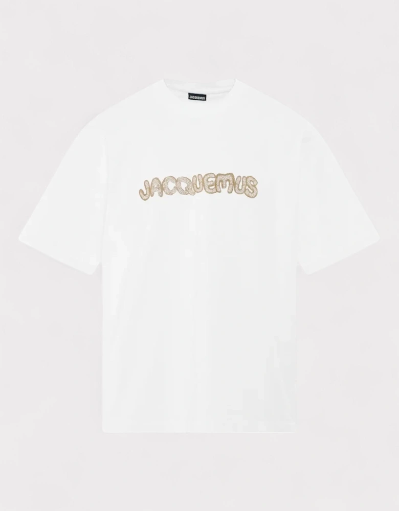 Le T-Shirt Raphia Print Macrame Logo White