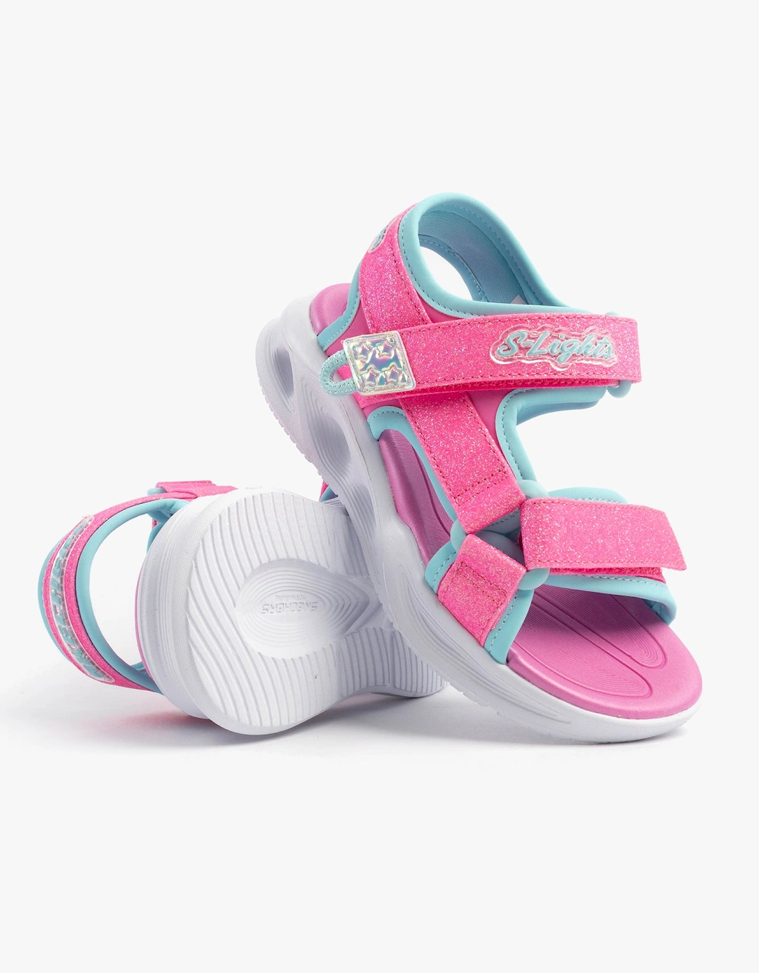 S-LIGHTS: SOLA GLOW Girls Sandals Hot Pink/Aqua