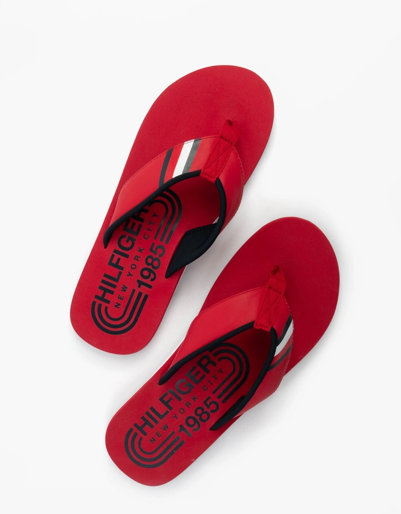 HILFIGER RWB PADDED Mens Flip Flops Primary Red