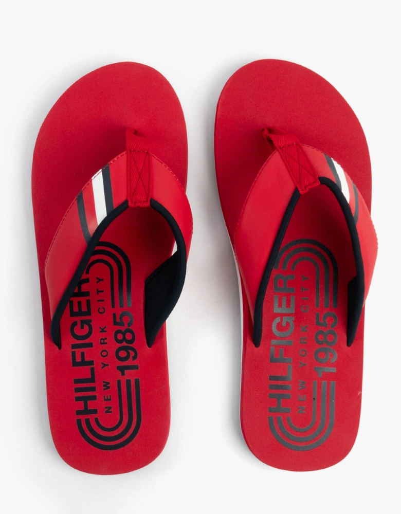 HILFIGER RWB PADDED Mens Flip Flops Primary Red
