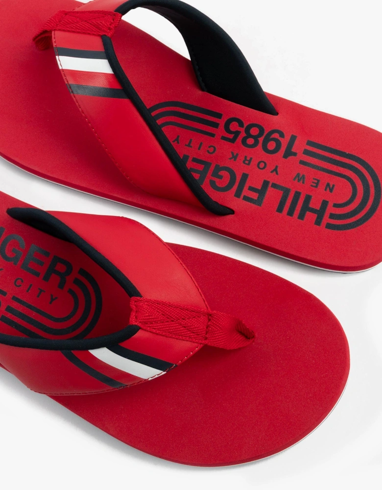 HILFIGER RWB PADDED Mens Flip Flops Primary Red