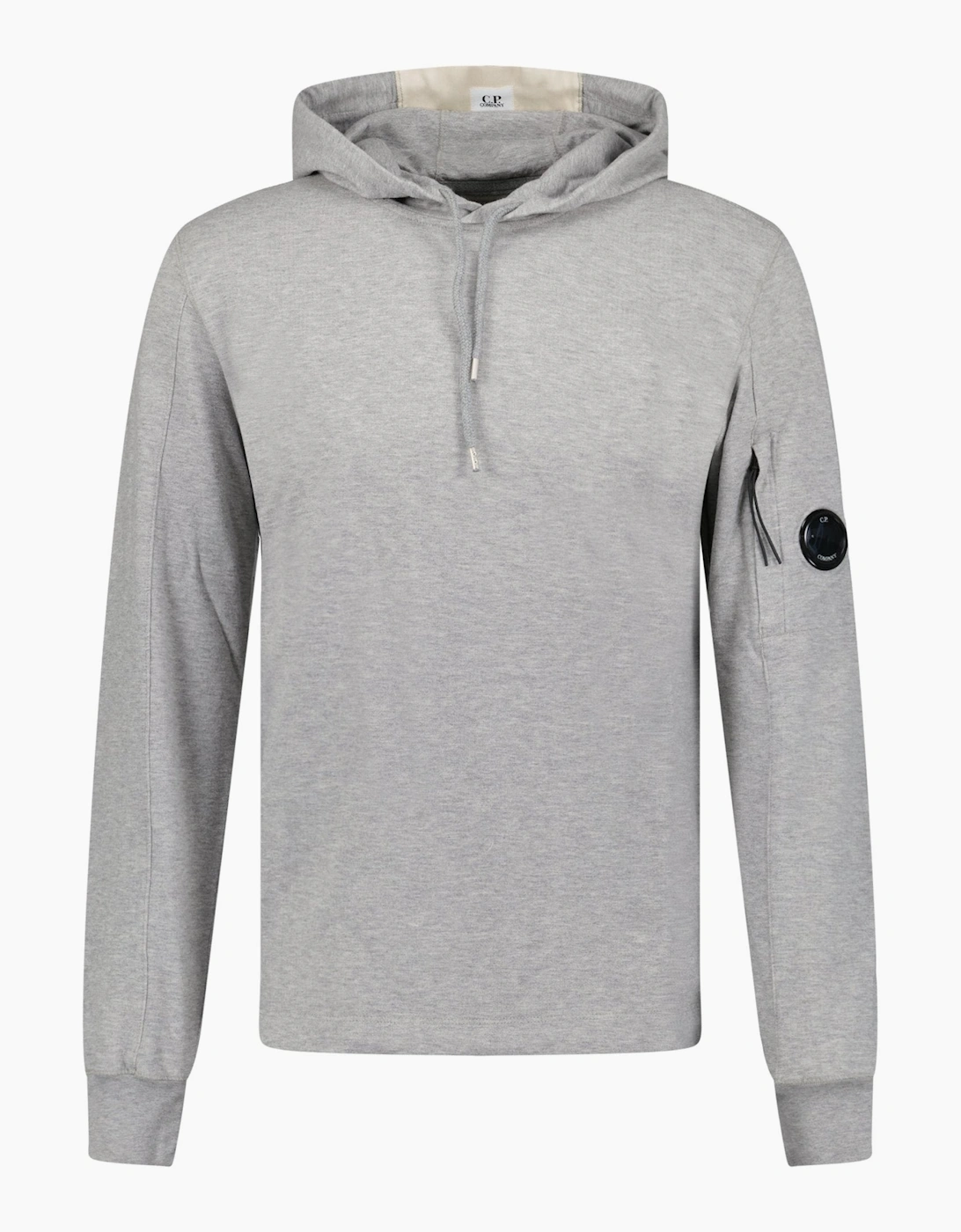Cp Company Men's Grey Hooded Lens Light Fleece Sweatshirt - Size: 40