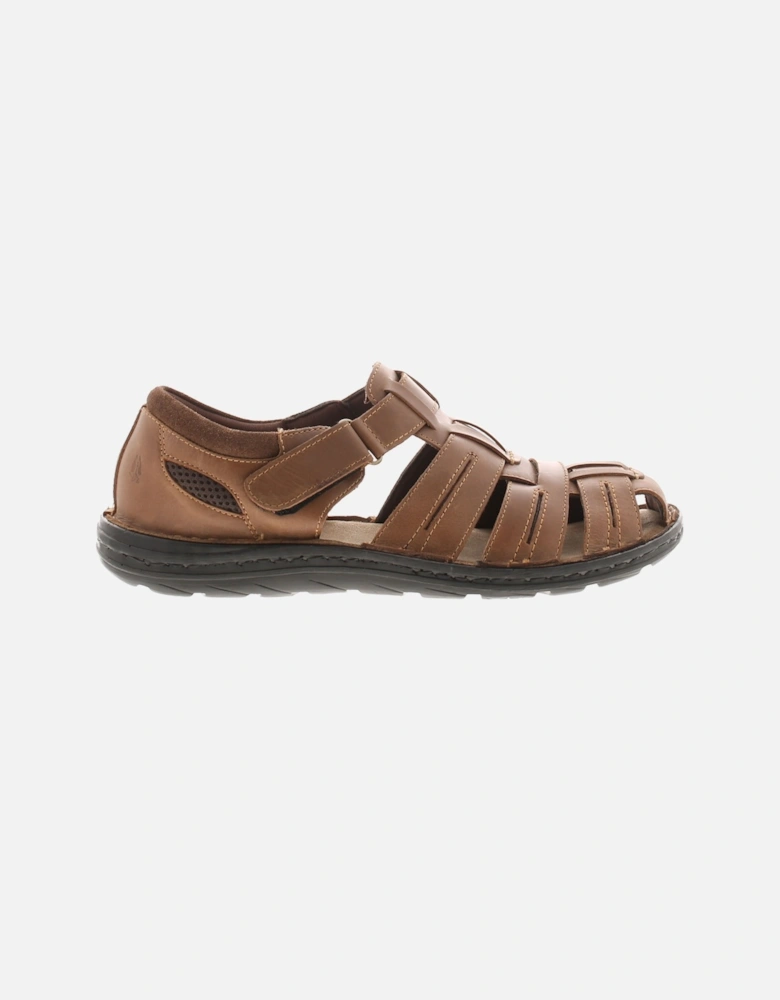 Mens Sandals Albert Fisherman Leather Walking Touch Fastening Tan U